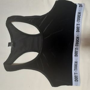 Black velvet sports bra.